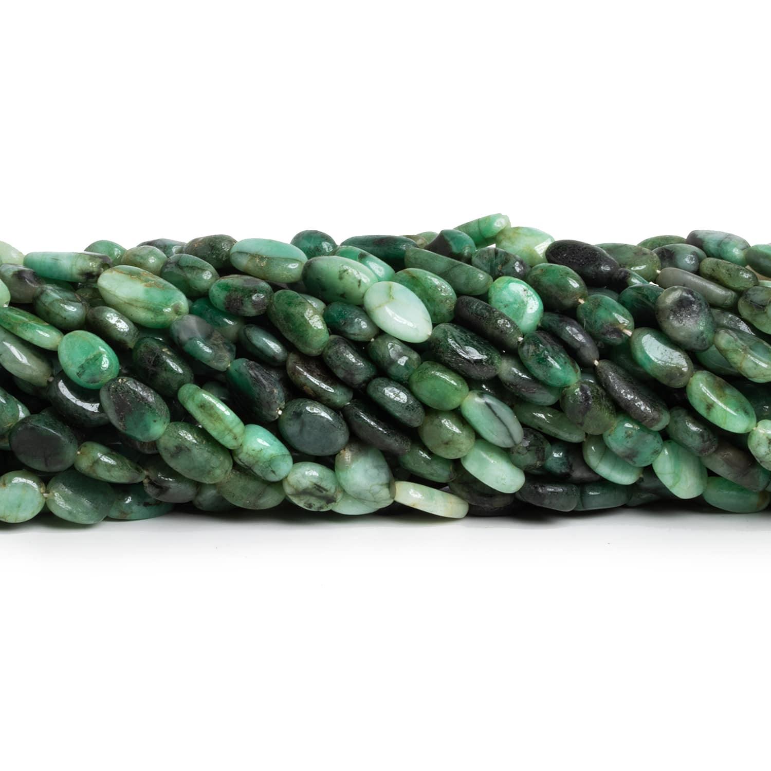 9x6mm Emerald Handcut Ovals 12 inch 27 beads - The Bead Traders