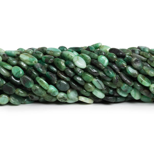 9x6mm Emerald Handcut Ovals 12 inch 27 beads