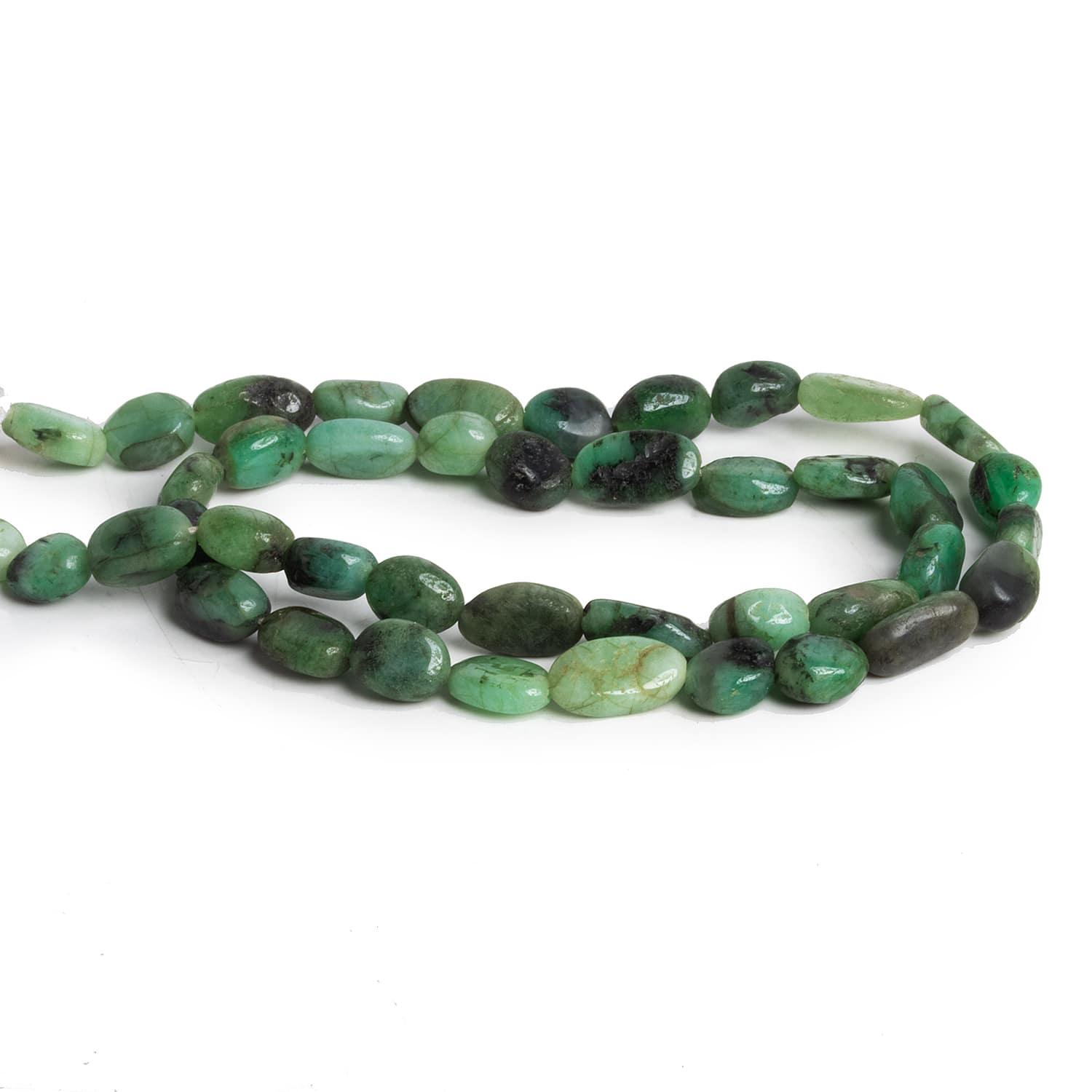 9x6mm Emerald Handcut Ovals 12 inch 27 beads - The Bead Traders
