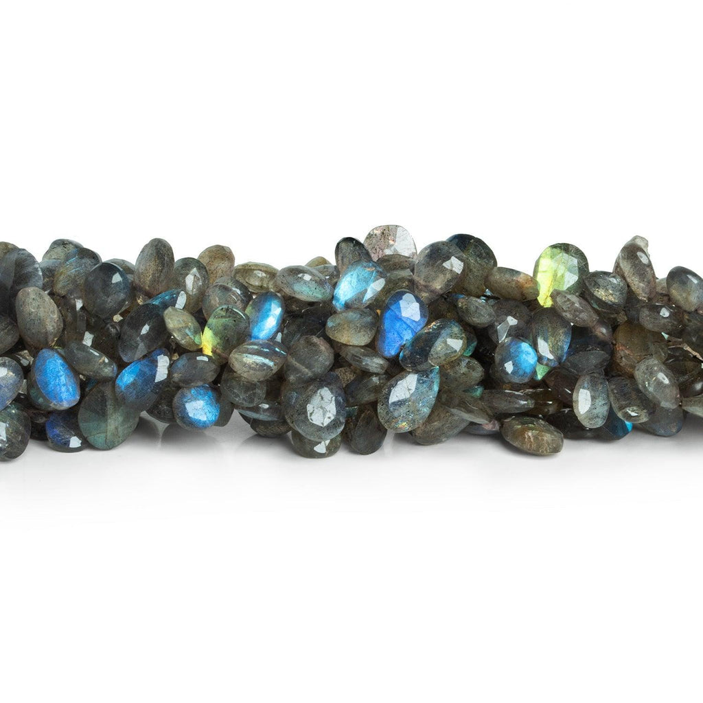 9x6mm Labradorite Faceted Pears 8 inch 53 beads - The Bead Traders
