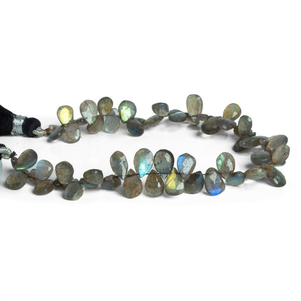 9x6mm Labradorite Faceted Pears 8 inch 53 beads - The Bead Traders