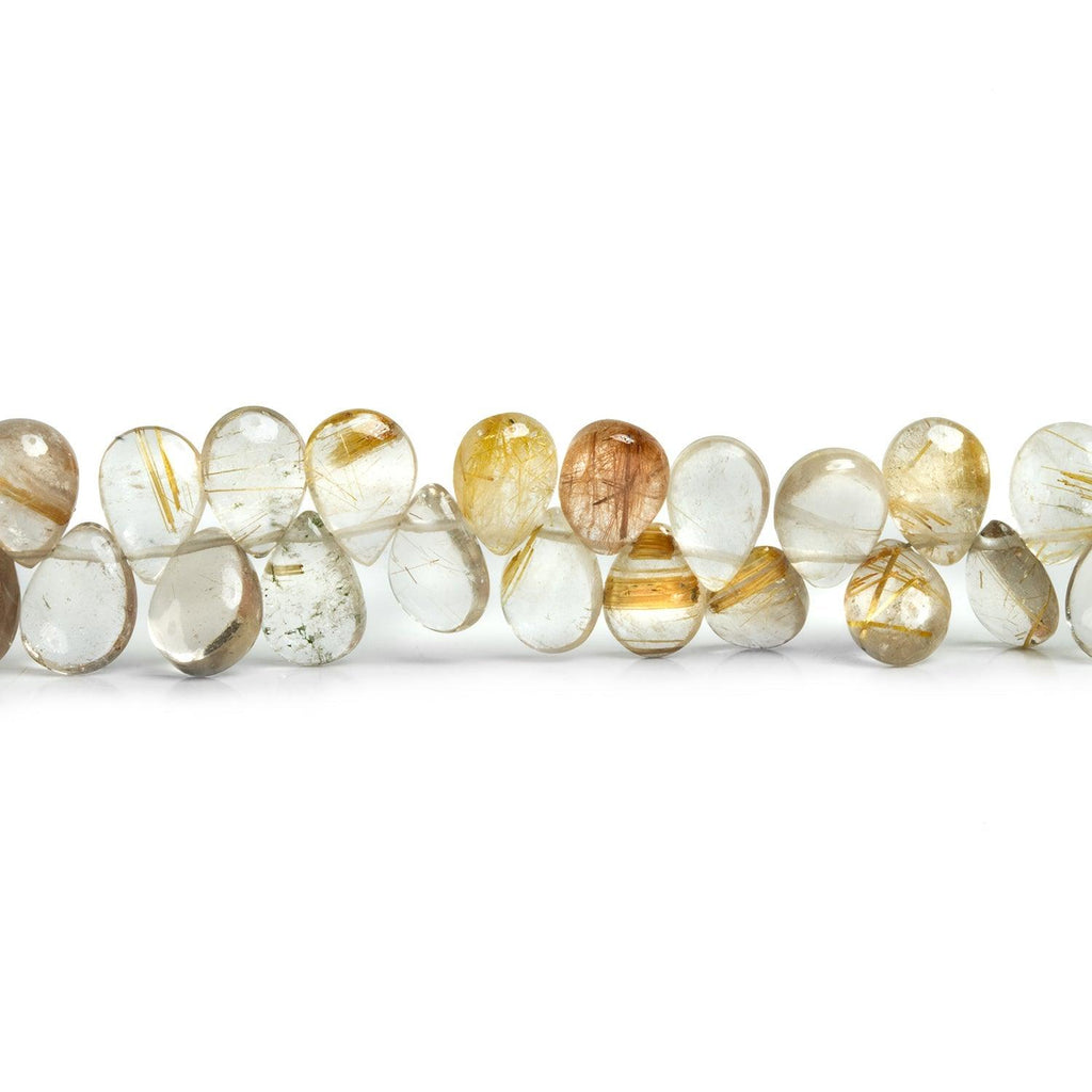 9x6mm Rutilated Quartz Plain Pears 8 inch 55 beads - The Bead Traders