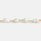 9x6mm White Baroque Freshwater Pearl Gold Chain - The Bead Traders