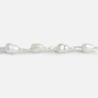 9x6mm White Baroque Freshwater Pearl Silver Chain - The Bead Traders