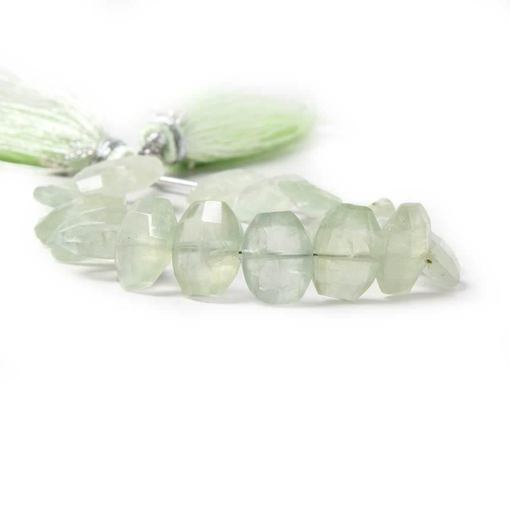 9x7-11x8mm Prehnite side drilled Faceted Cushion Beads 6 inch 18 pieces - The Bead Traders