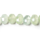 9x7-11x8mm Prehnite side drilled Faceted Cushion Beads 6 inch 18 pieces - The Bead Traders