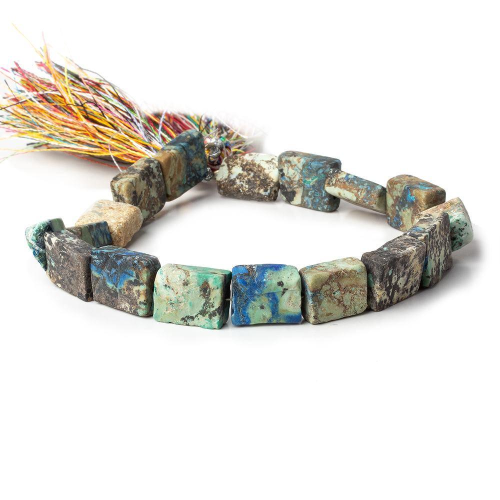 9x7-12x10mm Frosted Chrysocolla plain rectangle Beads 7.5 inch 16 pieces - The Bead Traders