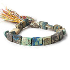 9x7-12x10mm Frosted Chrysocolla plain rectangle Beads 7.5 inch 16 pieces - The Bead Traders