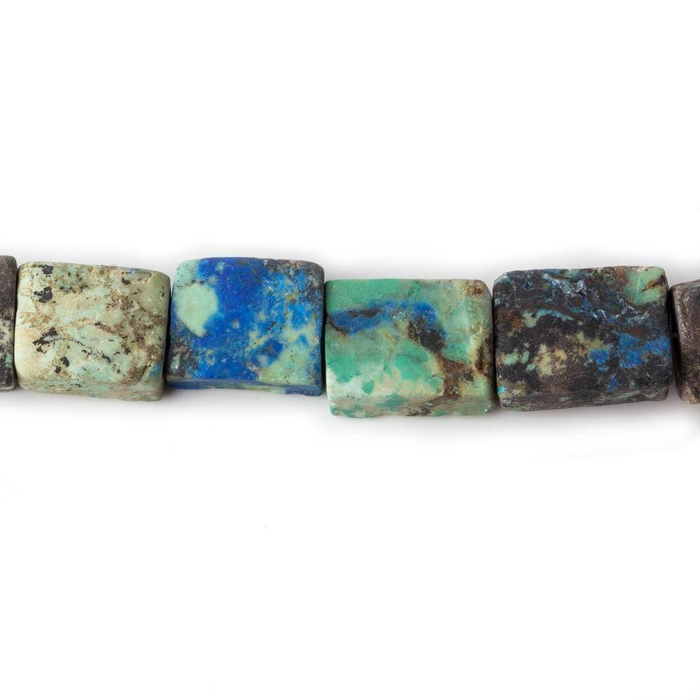 9x7-12x10mm Frosted Chrysocolla plain rectangle Beads 7.5 inch 16 pieces - The Bead Traders