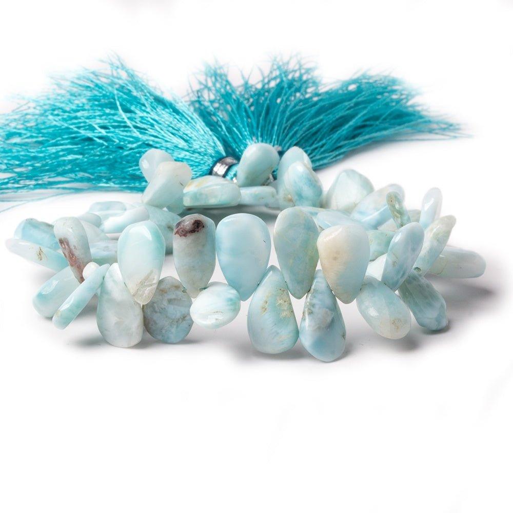 9x7-12x8mm Larimar plain pear beads 8 inch 45 pieces - The Bead Traders