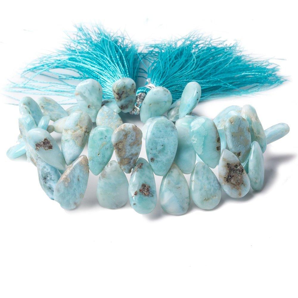 9x7-13x9mm Larimar plain pear beads 8 inch 43 beads - The Bead Traders
