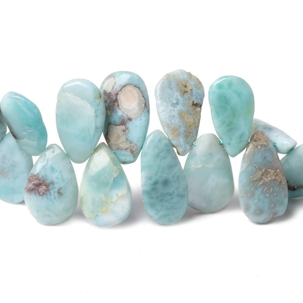9x7-13x9mm Larimar plain pear beads 8 inch 43 beads - The Bead Traders