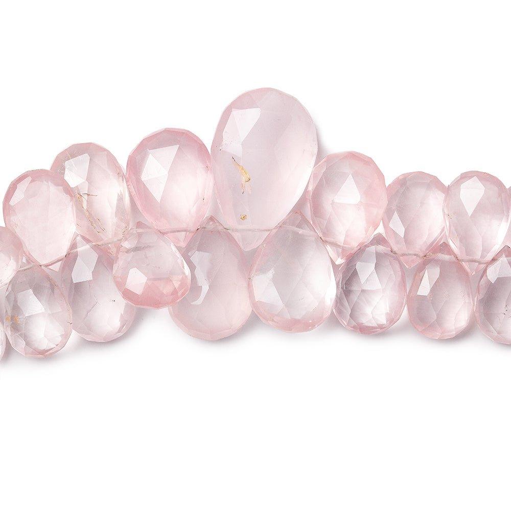 9x7-22x14mm Rose Quartz Faceted Pear Beads 8.5 inch 52 pieces - The Bead Traders