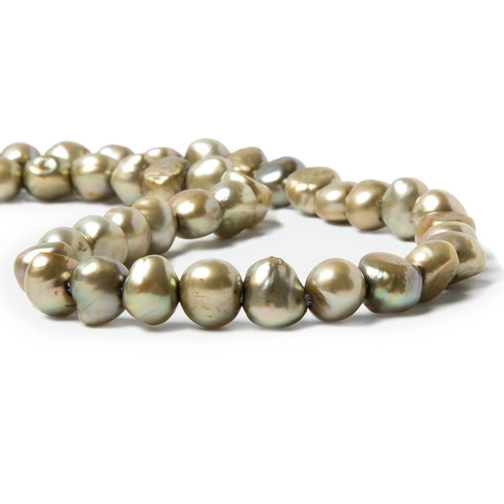 9x7.5-10.5x8.5mm Pea Green Baroque 2.5mm Large Hole Pearls 15 inch 48 pcs - The Bead Traders
