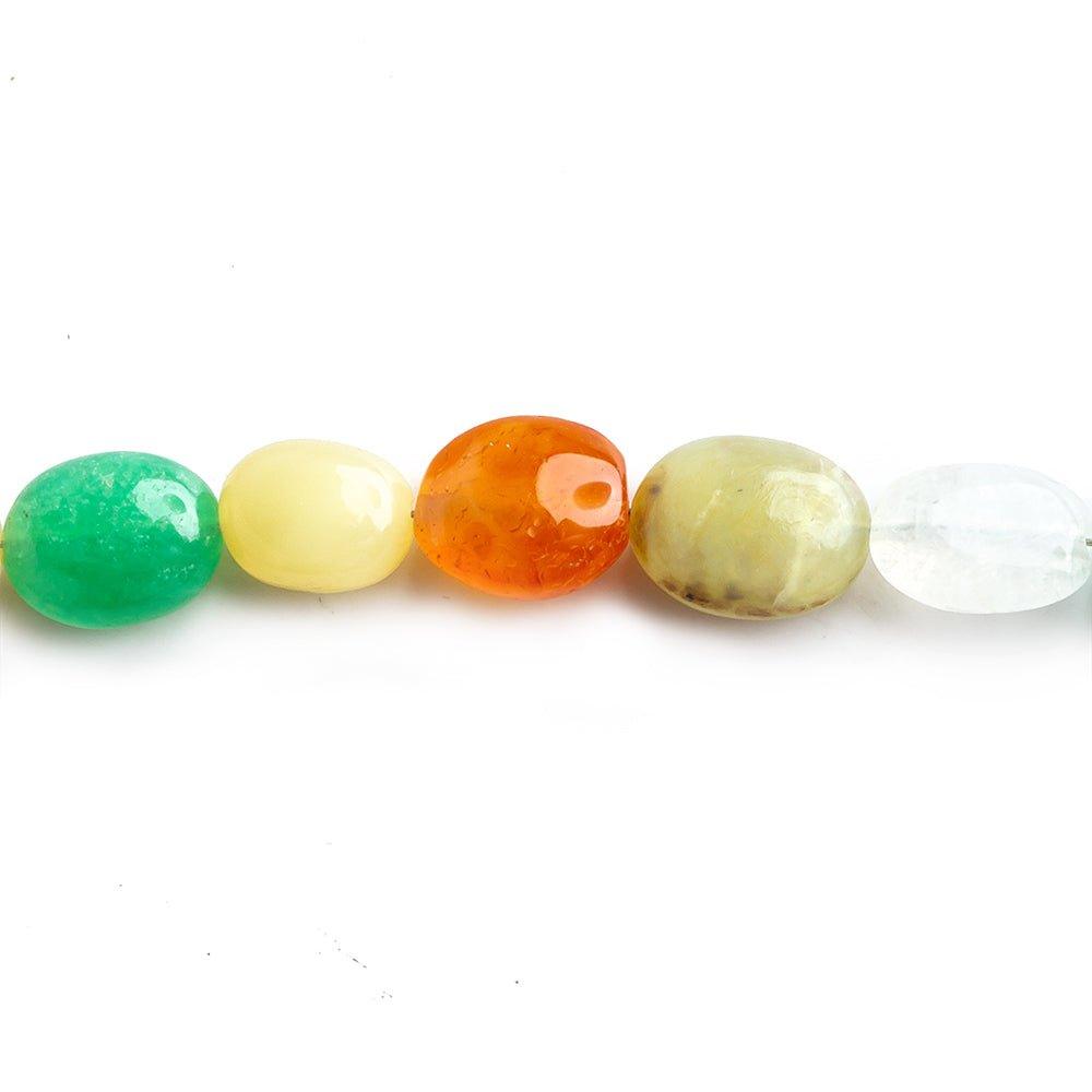 9x7mm-12x9mm Multi Gemstone Plain Oval Beads 16 inch 45 pieces - The Bead Traders