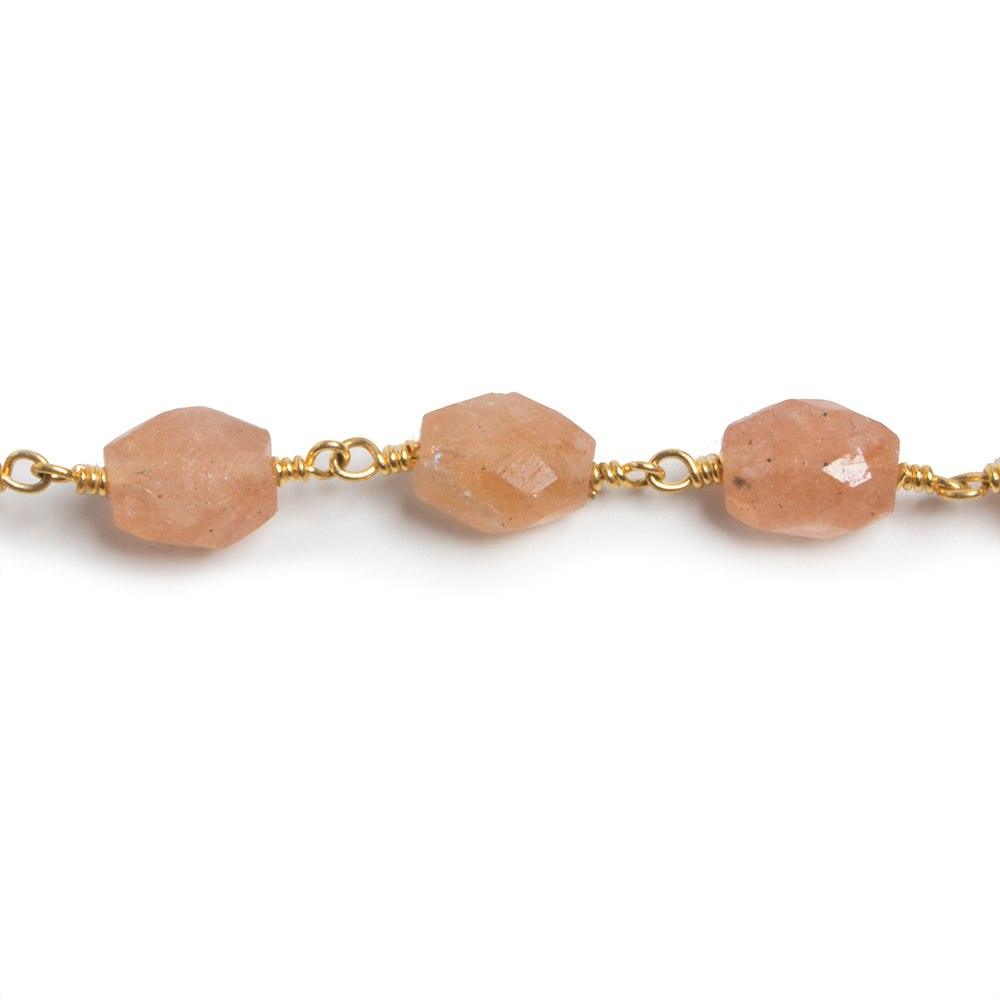 9x7mm Aventurine faceted nugget Gold plated Chain by the foot 21 pieces - The Bead Traders