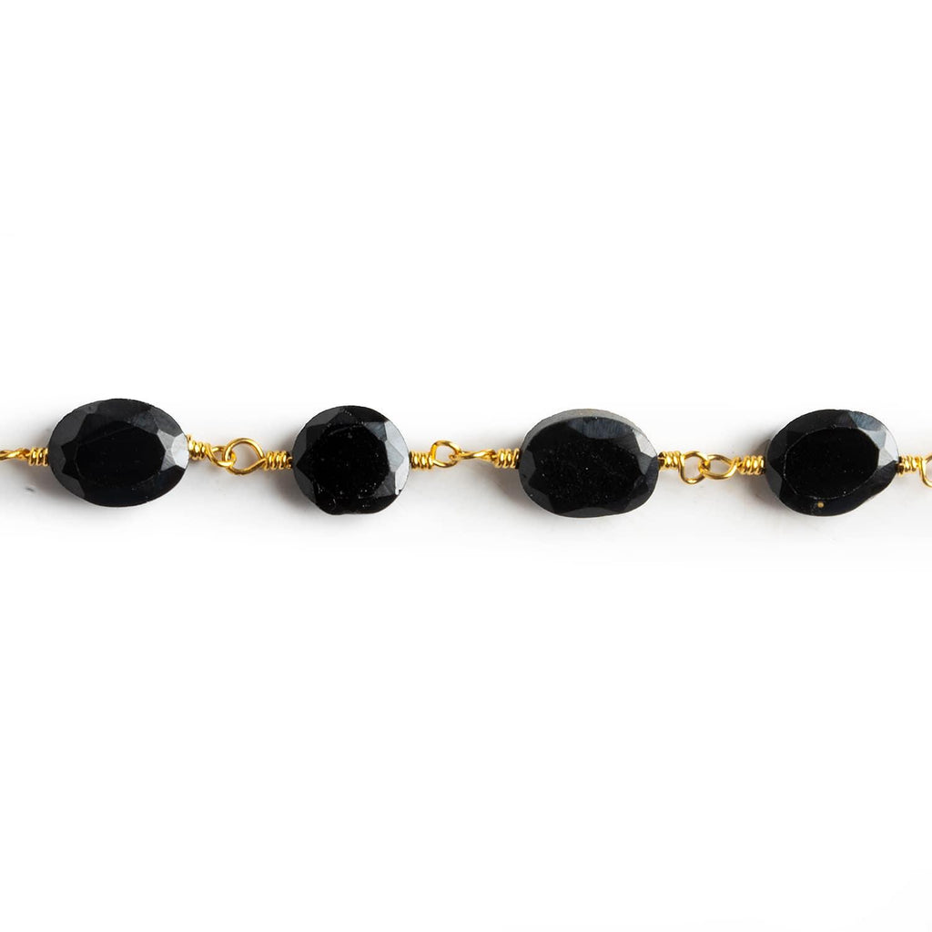 9x7mm Black Spinel Oval Gold Chain 20 pieces - The Bead Traders