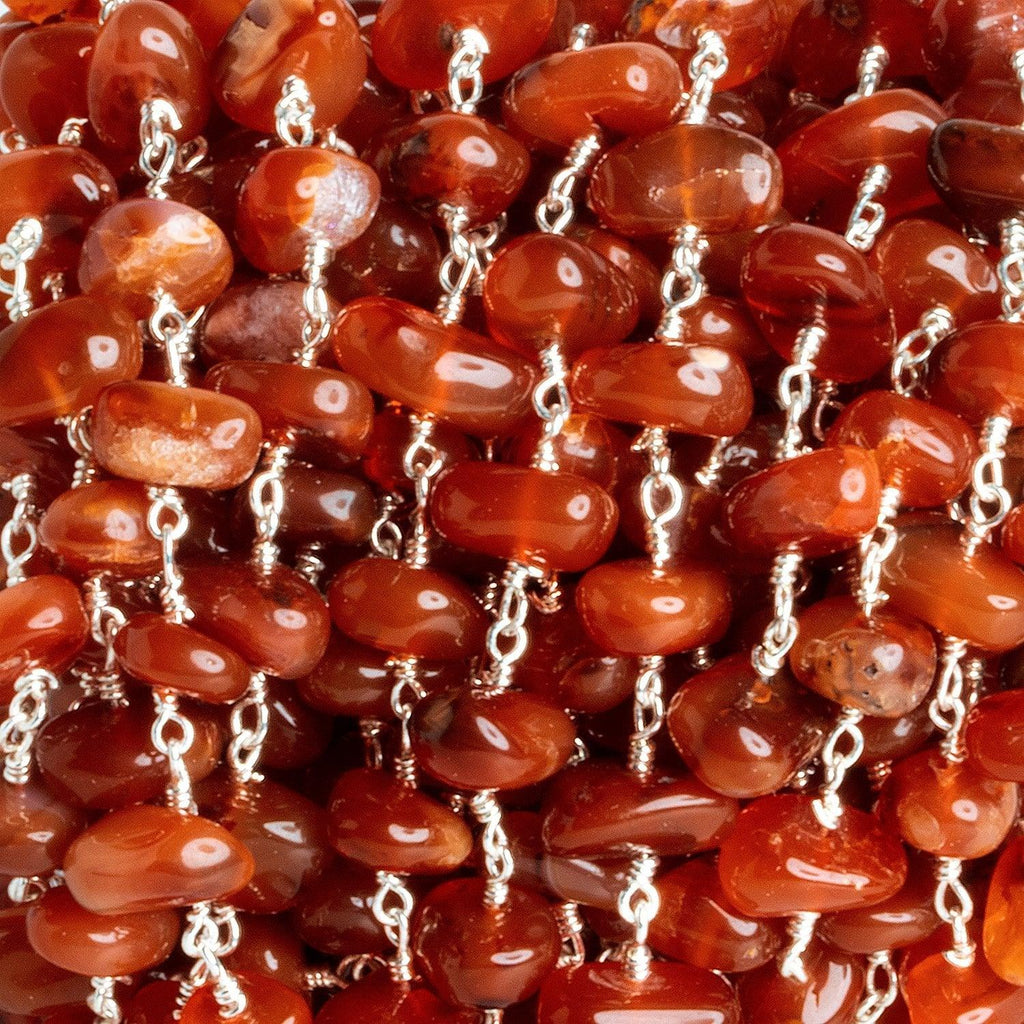 9x7mm Carnelian Plain Nugget Black Gold Plated Chain - The Bead Traders
