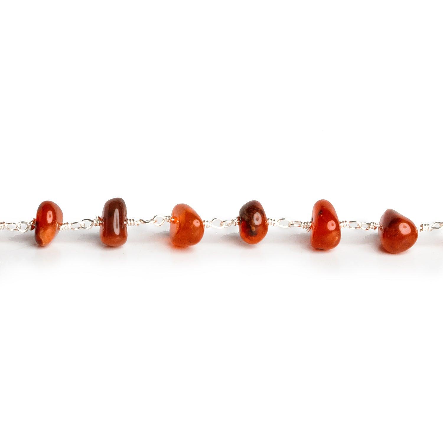 9x7mm Carnelian Plain Nugget Black Gold Plated Chain - The Bead Traders