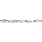 9x7mm Matte Morganite Nugget Silver Chain 25 beads - The Bead Traders