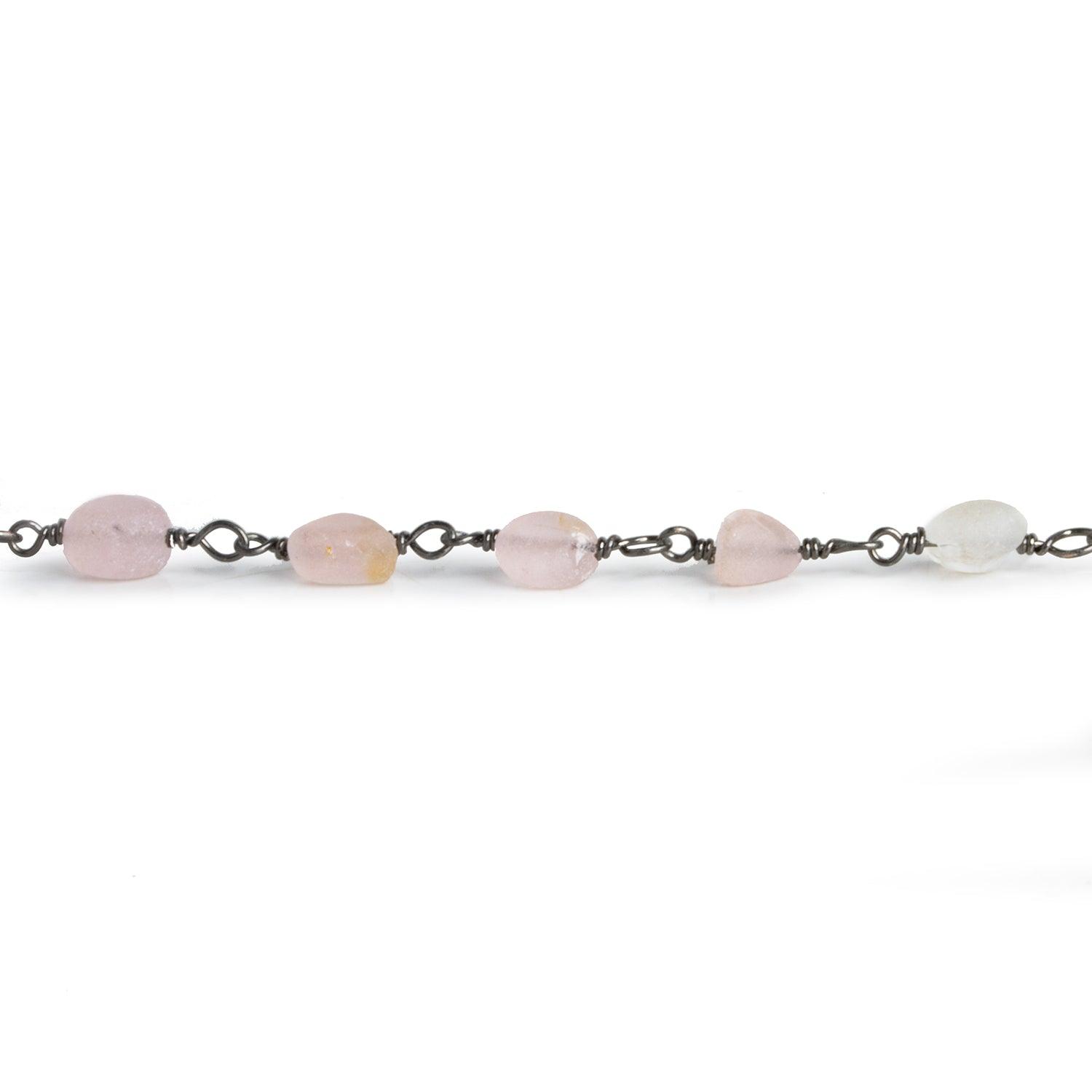 9x7mm Matte Morganite Nugget Silver Chain 25 beads - The Bead Traders