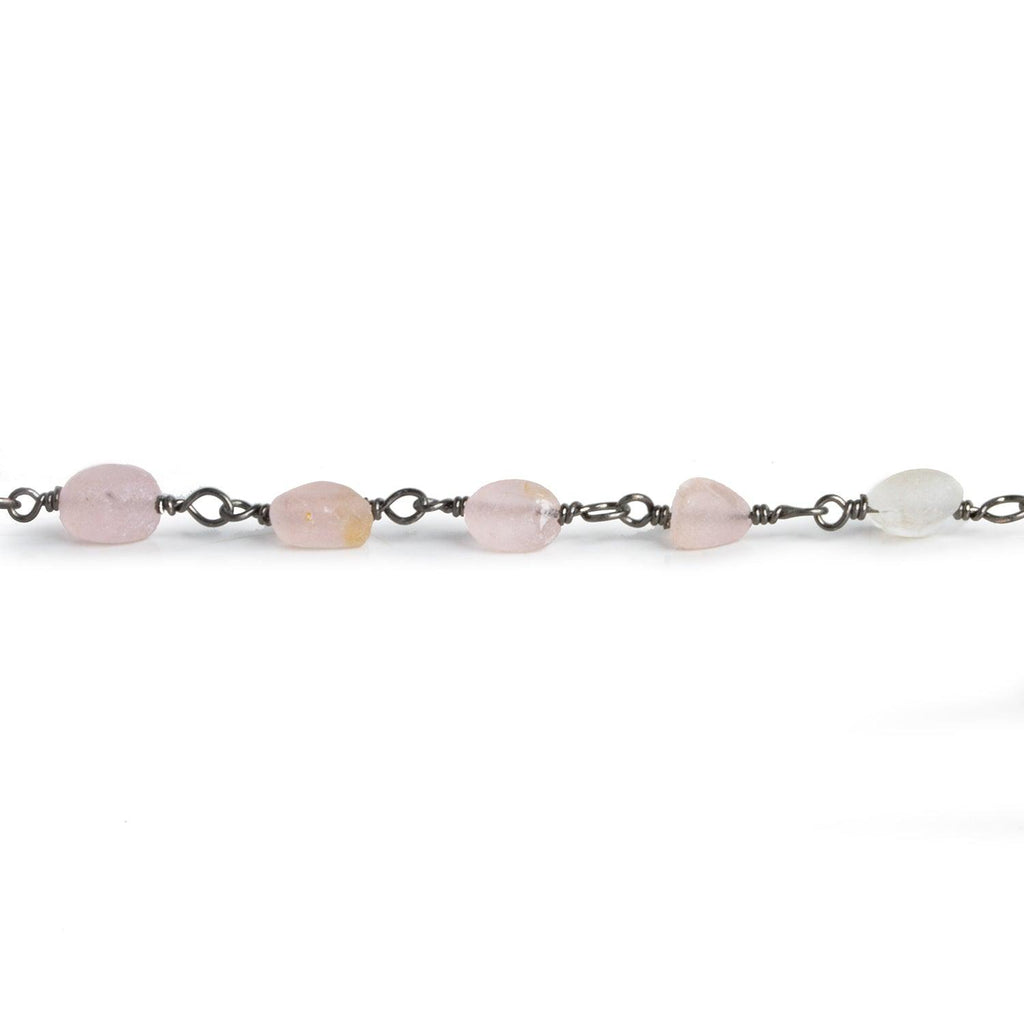 9x7mm Matte Morganite Nugget Silver Chain 25 beads - The Bead Traders
