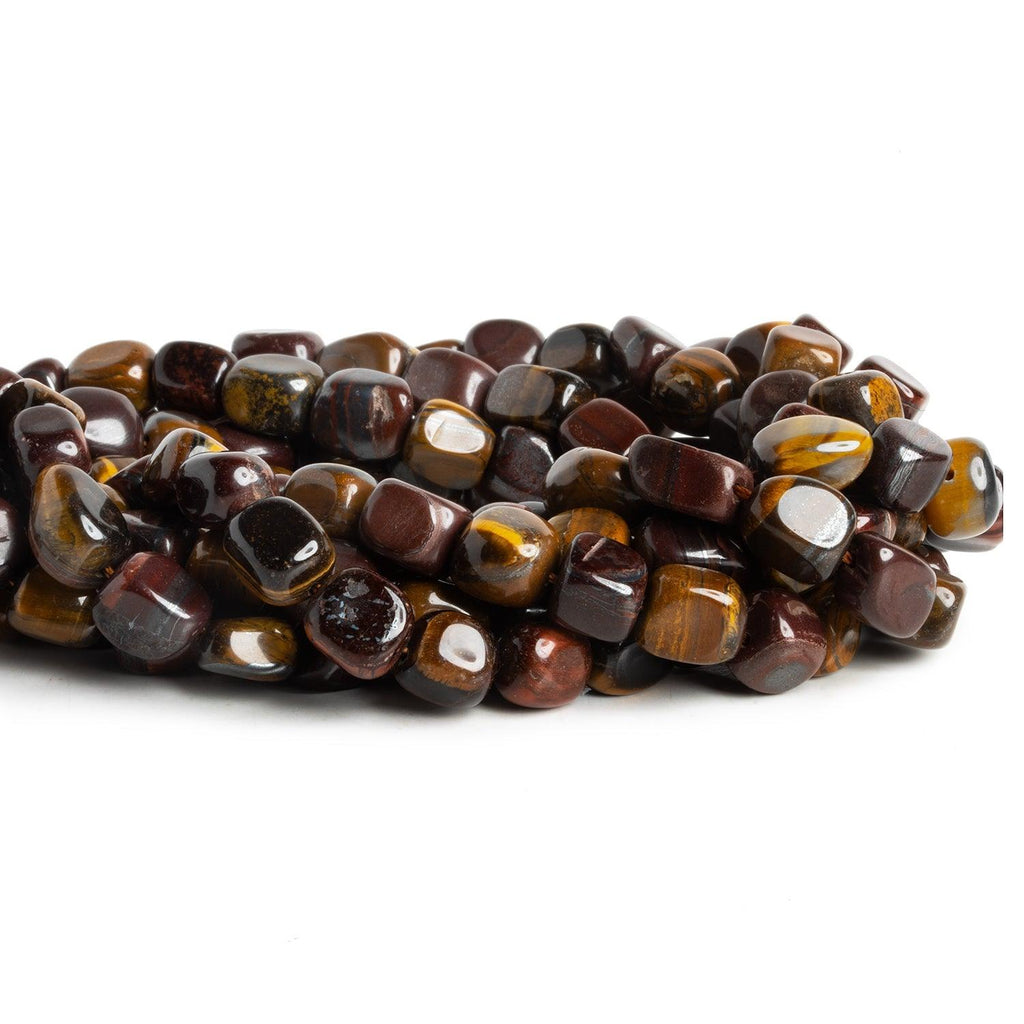 9x7mm Multi Color Tiger eye Plain Nuggets 15 inch 40 beads - The Bead Traders