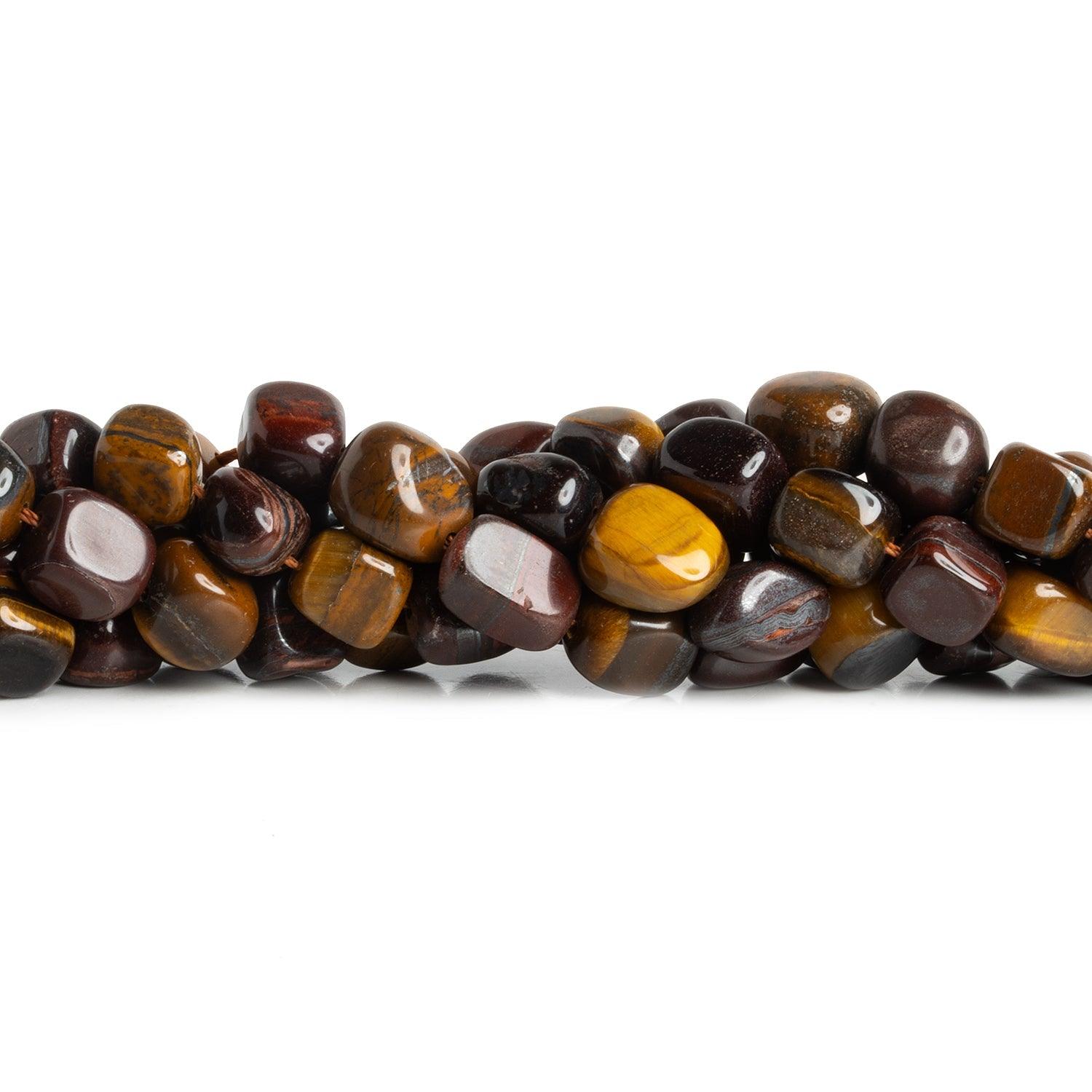 9x7mm Multi Color Tiger eye Plain Nuggets 15 inch 40 beads - The Bead Traders