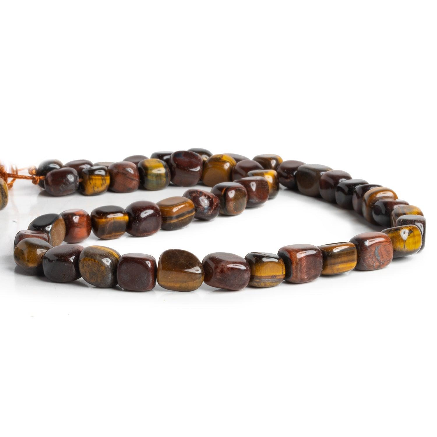 9x7mm Multi Color Tiger eye Plain Nuggets 15 inch 40 beads - The Bead Traders