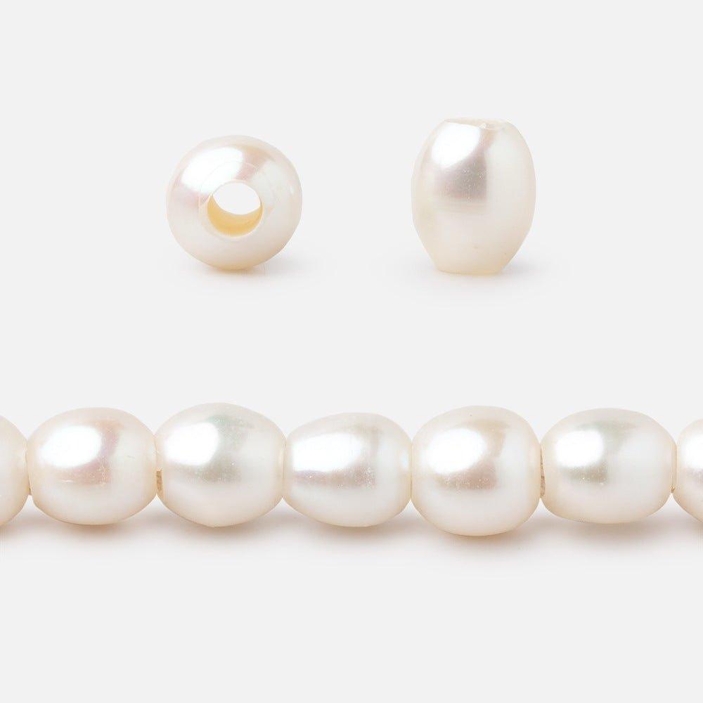 9x7mm Off White Oval Large Hole Pearls 15 inch 49 pieces - The Bead Traders
