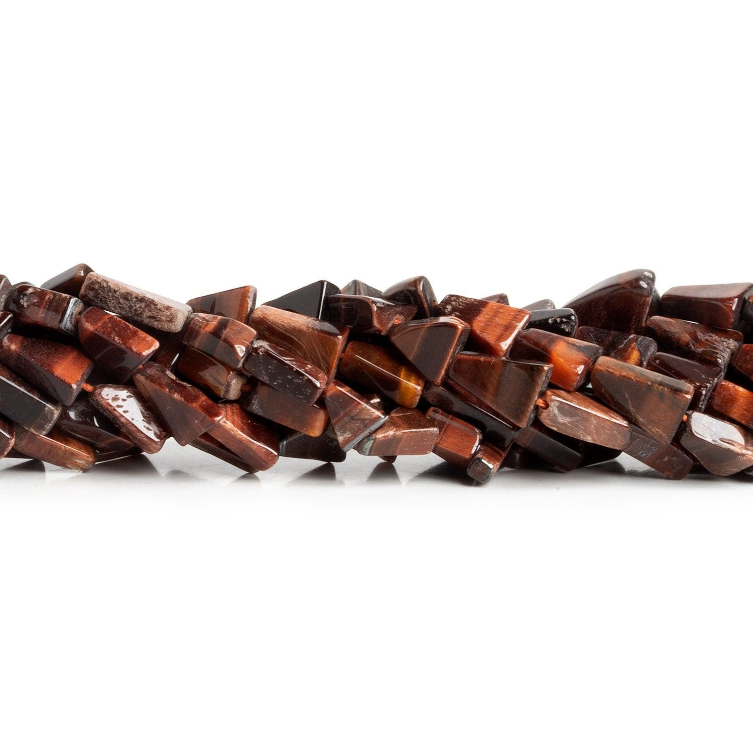 9x7mm Red Tiger's Eye Handcut Triangles 12 inch 33 beads - The Bead Traders