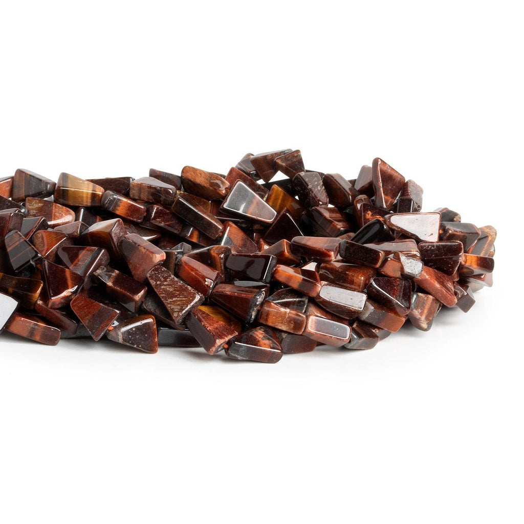 9x7mm Red Tiger's Eye Handcut Triangles 12 inch 33 beads - The Bead Traders