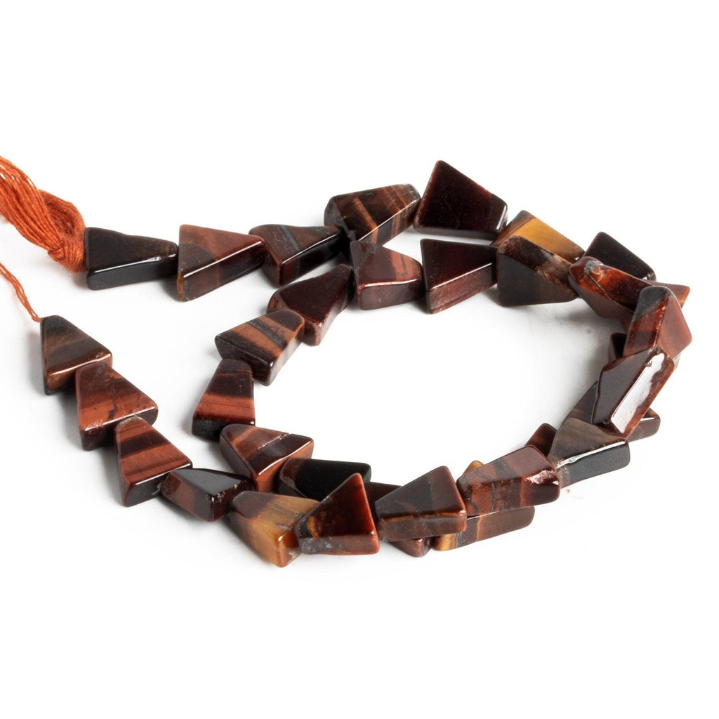 9x7mm Red Tiger's Eye Handcut Triangles 12 inch 33 beads - The Bead Traders