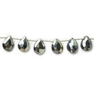 9x7mm Sage Mystic Black Spinel Faceted Pears 8 inch 21 beads - The Bead Traders