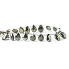 9x7mm Sage Mystic Black Spinel Faceted Pears 8 inch 21 beads - The Bead Traders