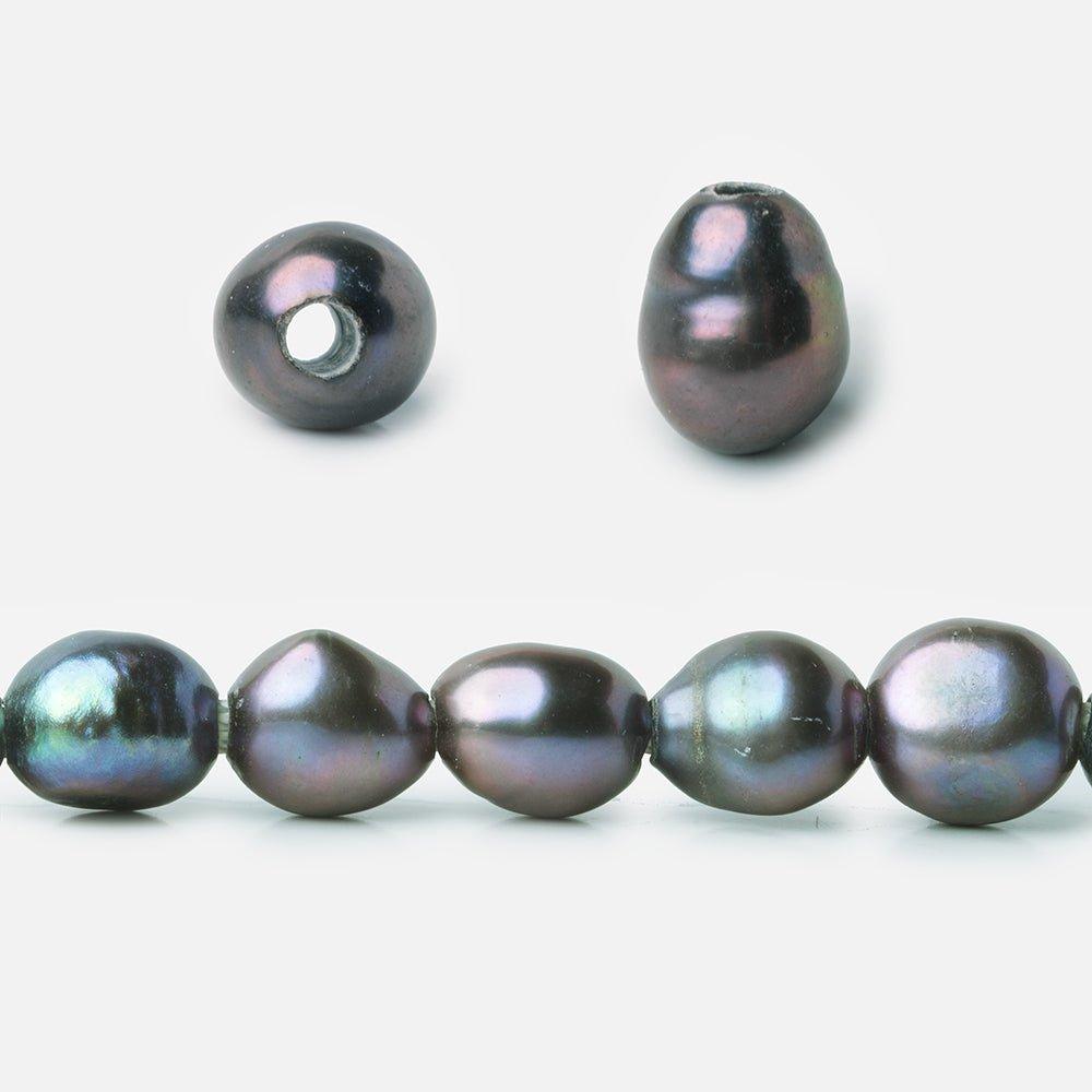 9x8-10x8mm Peacock 2.5mm Large hole Pearl baroque 15 inch 40 pcs - The Bead Traders