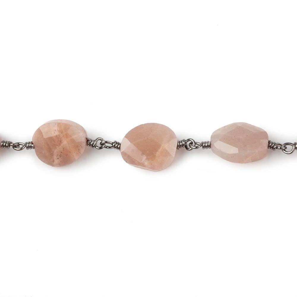 9x8-10x9mm Sunstone faceted oval Black Gold plated Chain by the foot 19 pieces - The Bead Traders
