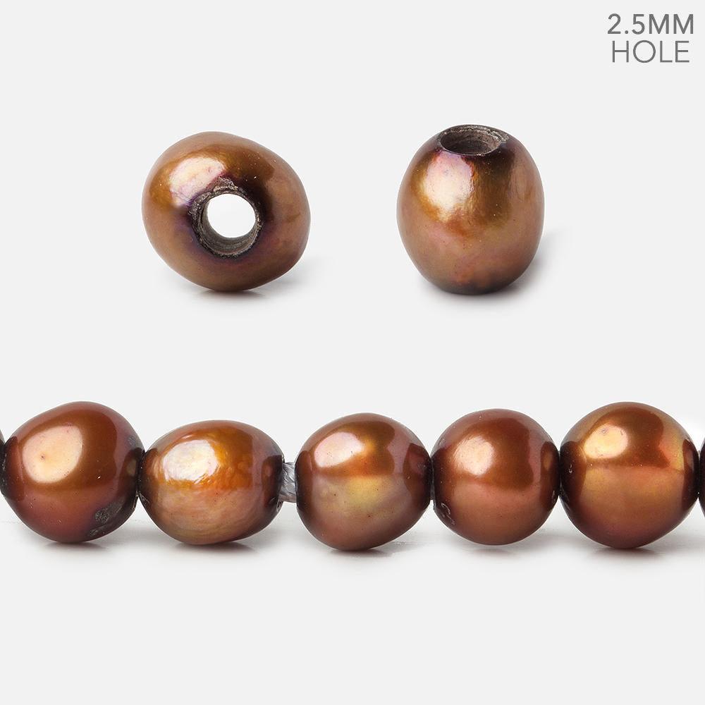 9x8-11x8mm Copper Brown 2.5mm Large hole Pearls 15 inch 45 pcs - The Bead Traders