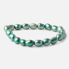 9x8-11x9mm Teal Baroque 2.5mm Large Hole Pearls 8 inch 19 pcs - The Bead Traders