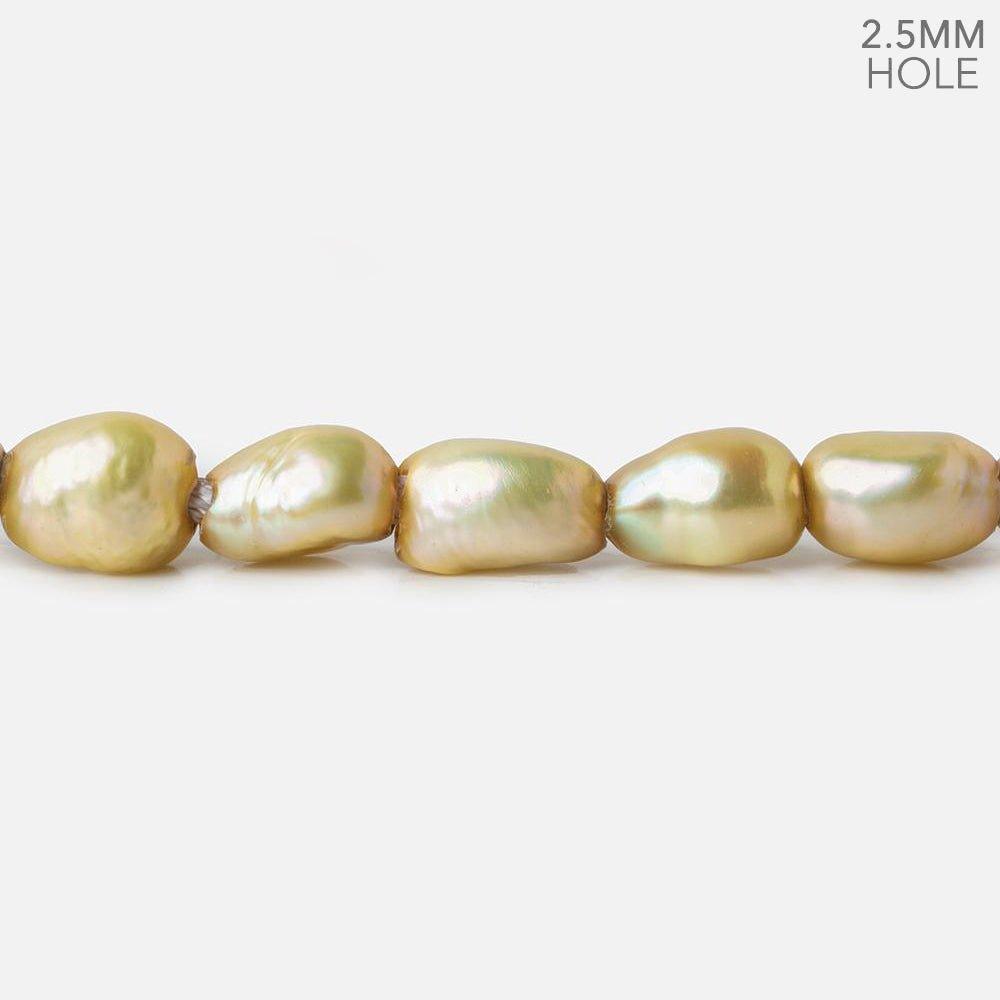 9x8-11x9mm Yellow Baroque 2.5mm Large Hole Pearls 15 inch 37 pcs - The Bead Traders