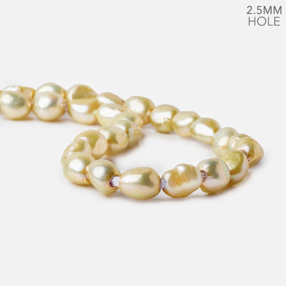 9x8-11x9mm Yellow Baroque 2.5mm Large Hole Pearls 15 inch 37 pcs - The Bead Traders