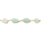9x8-12x7mm Matte Aquamarine plain nugget Gold Chain by the foot 19 beads - The Bead Traders