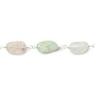 9x8-12x7mm Matte Aquamarine plain nugget Silver Chain by the foot 19 beads - The Bead Traders