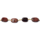 9x8-12x7mm Red Tiger's Eye plain oval nugget Gold Chain by the foot 18 pieces - The Bead Traders