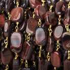 9x8-12x7mm Red Tiger's Eye plain oval nugget Gold Chain by the foot 18 pieces - The Bead Traders