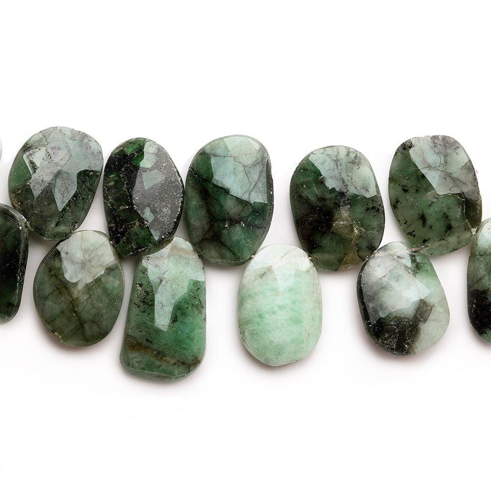 9x8-14x8mm Emerald Top Drilled Faceted Nugget beads 8 inch 44 pieces - The Bead Traders