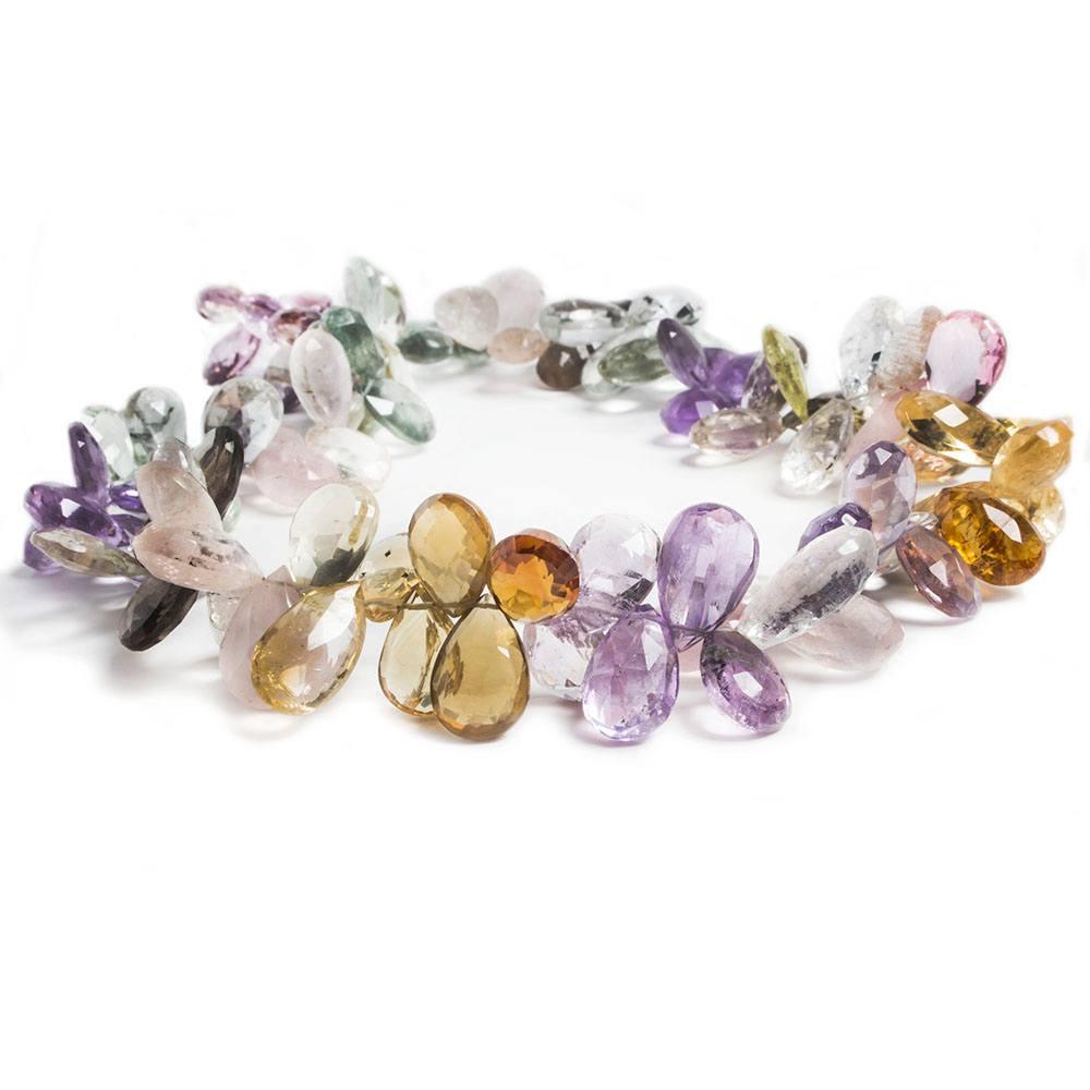 9x8-15x9.5mm Mix Gemstone Faceted Pear Beads 16.5 inch 106 pieces - The Bead Traders