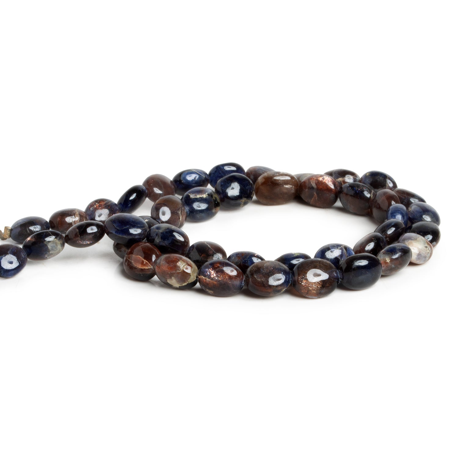 9x8mm Bloodshot Iolite Plain Ovals 15 inch 44 beads - The Bead Traders