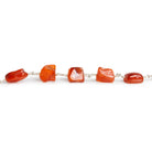 9x8mm Carnelian Hammer Faceted Nugget Silver Chain - The Bead Traders