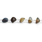 9x8mm Matte Brown Agate Plain Nugget Silver Chain 23 beads - The Bead Traders